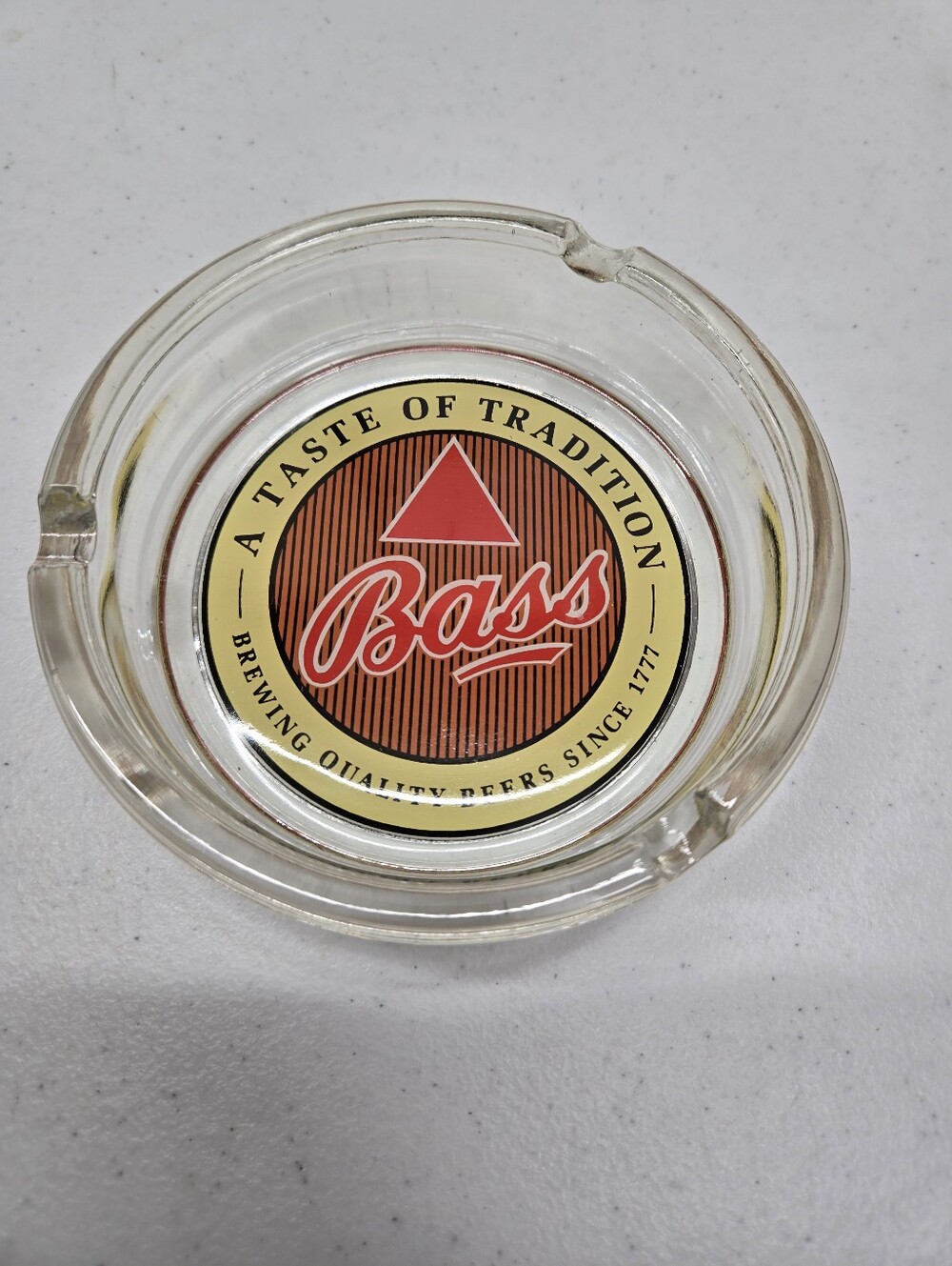 Vintage Glass Ashtray Bass Ale A Taste of Tradition Brewing Very Nice Condition